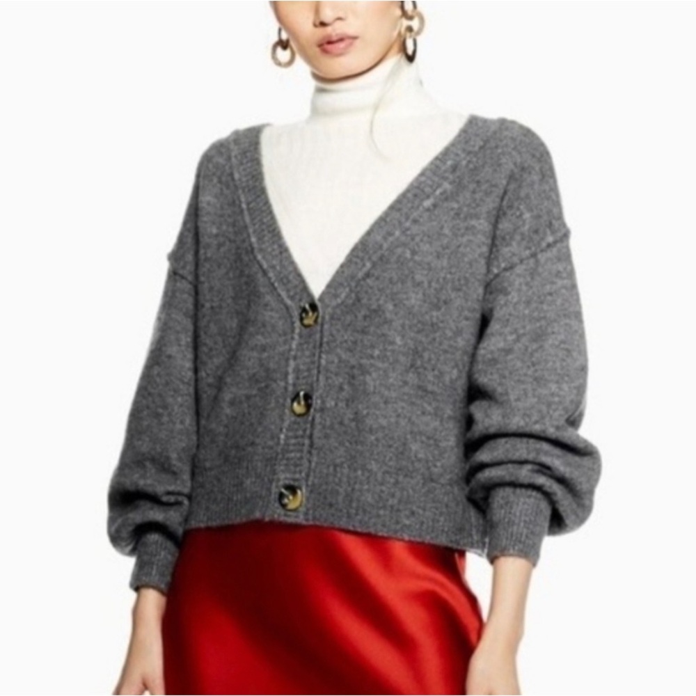 Topshop Grey V-Neck Cardigan